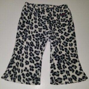 Old Navy Gray Black Leopard Print Fleece Pants Baby Girl 6-12 Months White